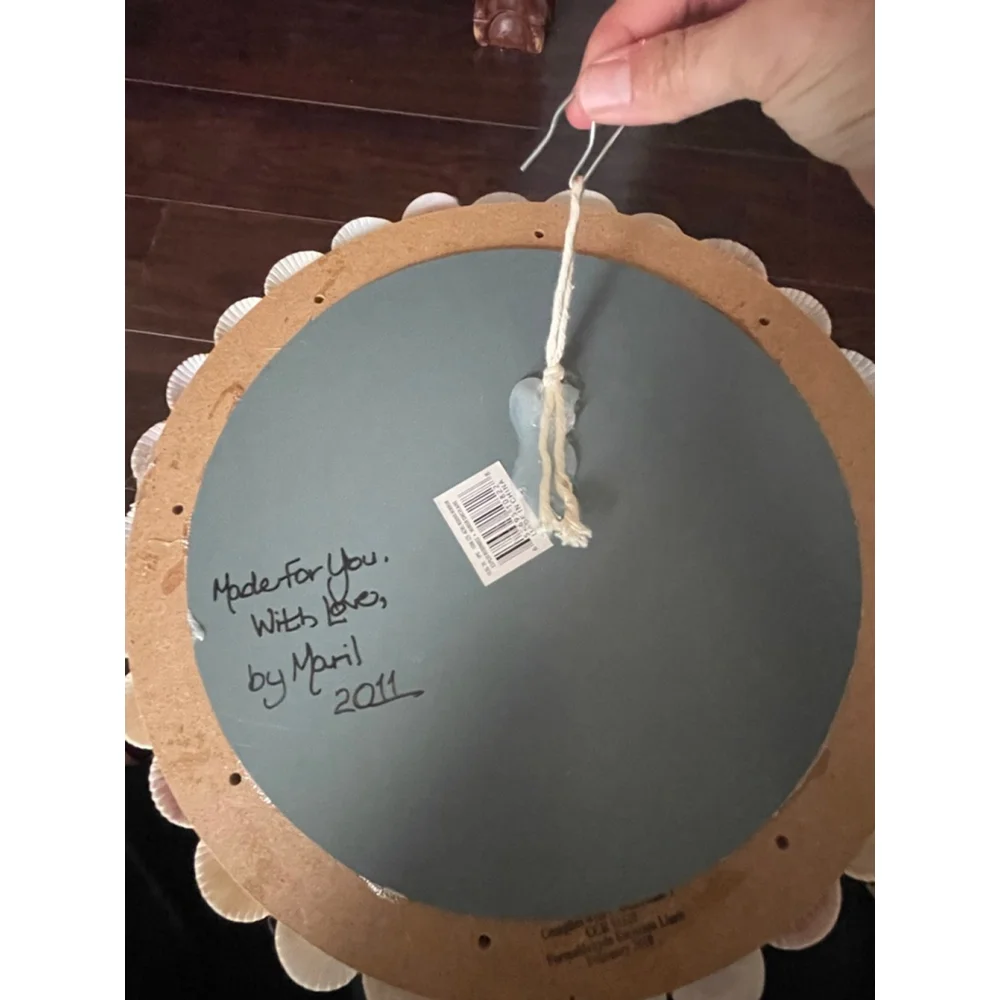 Handmade Seashell Wall Mirror Coastal Cottage Beach Decor – 12” Round